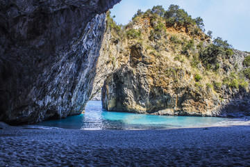 Fototapeta na wymiar San Nicola Arcella, Arco Magno Beach and Rocks, South Italy, Calabria 