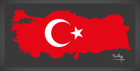 Turkey map with Turkish national flag illustration