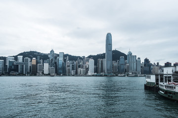 Naklejka premium panoramic view of victoria harbor in Hong Kong,China.