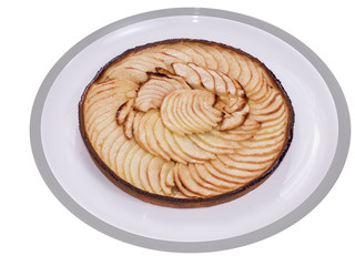 tarte aux pommes sur fond blanc