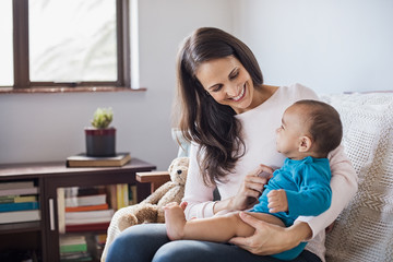 Baby on mother lap