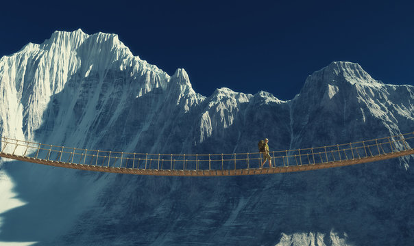 Fototapeta Traveler with a backpack