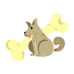 dog figure with a big bone in the background