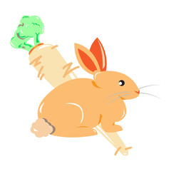 rabbit figure with a big carrot in the background
