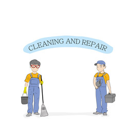 Man workers with a tool and the inscription 