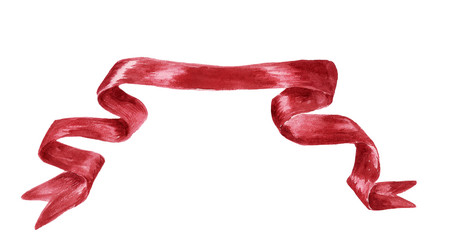 Watercolor red ribbon