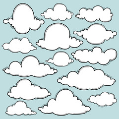 Fototapeta premium Hand Drawn Clouds Set.