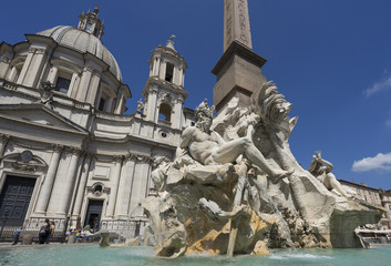 Obraz premium Famous Piazza Navona Square Fountain of the Four Rivers with an