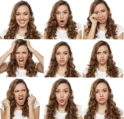 Poster collage with different emotions in one young woman © vladimirfloyd