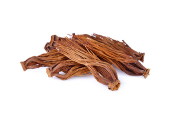 dried pollen red cotton flower on white background