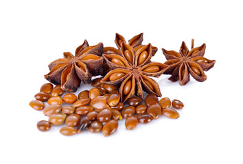 dry Star anise on white background