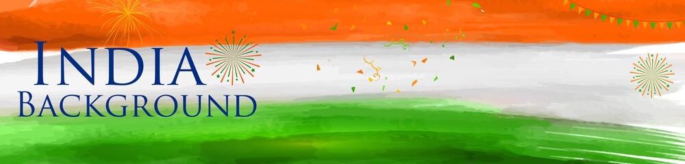 Abstract tricolor Indian flag watercolor background for Happy Independence Day of India