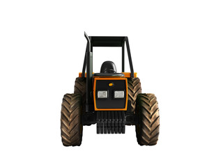 Tractor orange front 3d render on white background no shadow