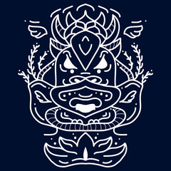 Ethnic mask icon. White tribal mask. Face tribal tattoo