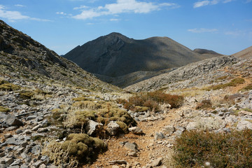 E4 European long distance hiking path in the Lefka Ori Mountain Range, Crete, Greece