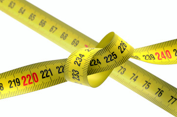 tape measure with node on white background