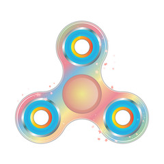 Hand fidget spinner toy. Galaxy design with stars. 3D realistic vector illustration in fantasy style.
