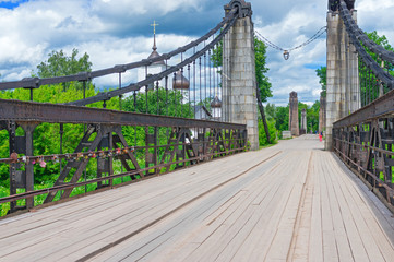 Fototapeta premium Wooden cable-stayed bridge