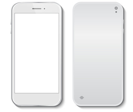 White Mobile Phone front and back side vector illustration
