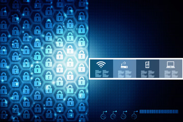 2d illustration Safety concept: Closed Padlock on digital background