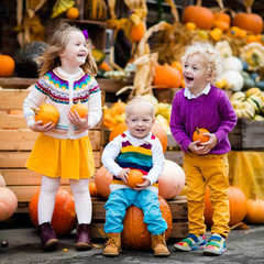 Kids having fun at pumpkin patch