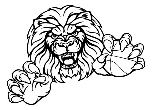 Lion Basketball Ball Sports Mascot