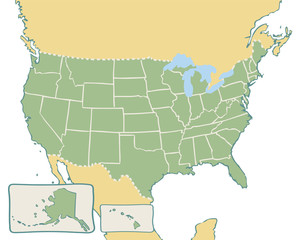 cartoon map of USA