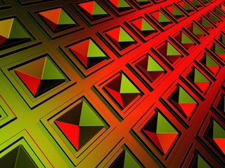 Bright Red Green Geometric Red Square Background