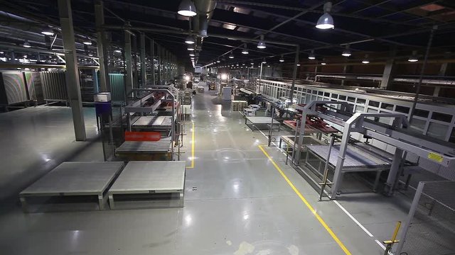 Industrial interior, modern factory interior, Electrical Automated Guided Vehicles Platform
