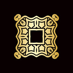 Golden ornamental abstract vintage logo on dark background. Template for design