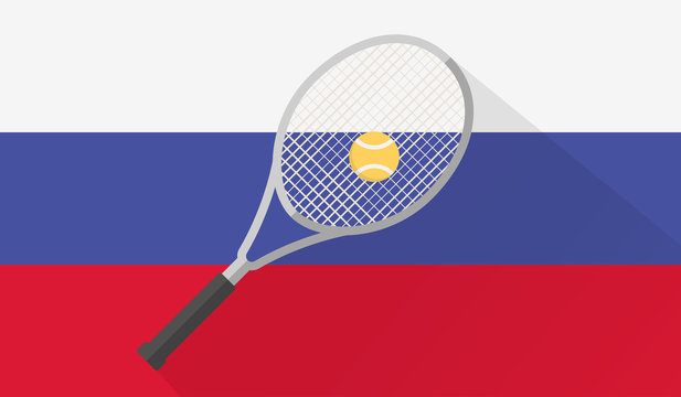 tennis ball and racket on russia flag background