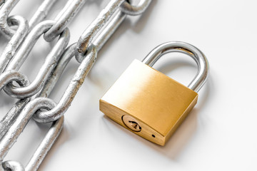 concept data protection metal chain on white background