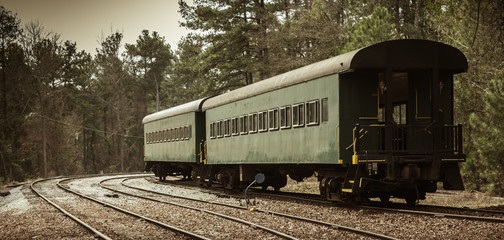 Obraz premium Ausrangierte Waggons im Park Stone Mountain, Georgia, USA