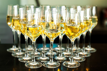 Champagne glasses - empty and full