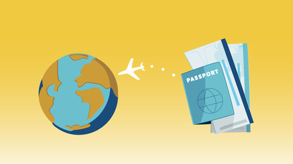 Airplane and Global Travel concept Vector for templates, banners, advertise agency, projects