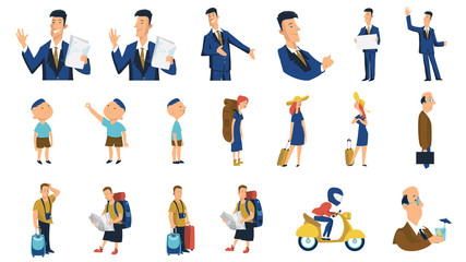 Human characters. Business concept Travel perfect for animation or cartoon. lifestyle story business woman business man Vector illustration