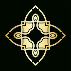 Golden ornamental abstract vintage logo on dark background. Template for design