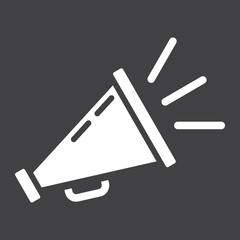Promotion solid icon, business and loudspeaker, vector graphics, a glyph pattern on a black background, eps 10.