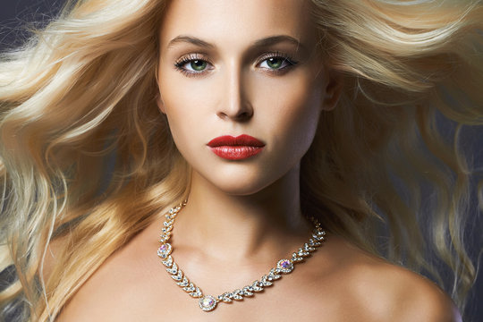 beautiful woman with smake up and Jewelry