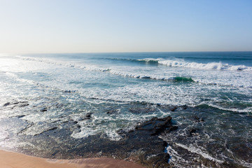 Waves Crashing Overlooking Ocean Swells