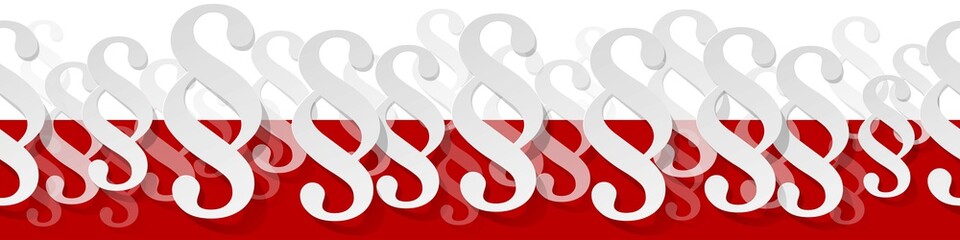 Paragraph white symbol paper banner on a white red polish flag background. 