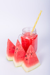Fresh watermelon slice with watermelon juice
