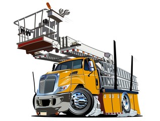 Fototapeta premium Vector Cartoon Platform Lift Truck. Available EPS-10 separated by groups and layers with transparency effects for one-click repaint
