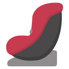 Black And Red Kid Car Seat, Side View Isolated On A White Background.