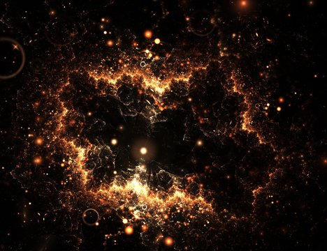 Sparkling fiery fractal background with spotlights