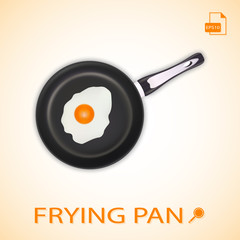 Fried Egg On A Frying Pan Isolated On A Background. Vector.