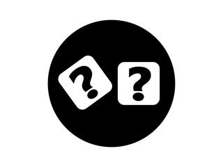 Two dice with question marks 