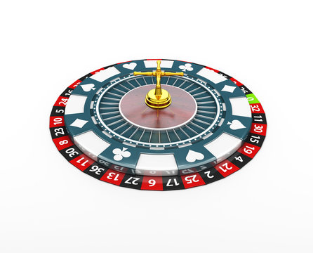 3d Illustration of Casino roulette wheel on the chip