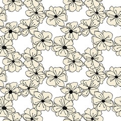 Floral seamless vector pattern with hand drawn anemones flowers.