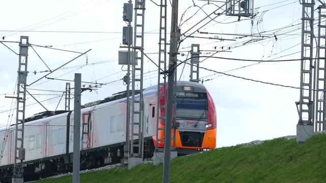 A train passing by in the city